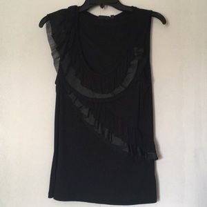 Black Ruffled Sleeveless Blouse